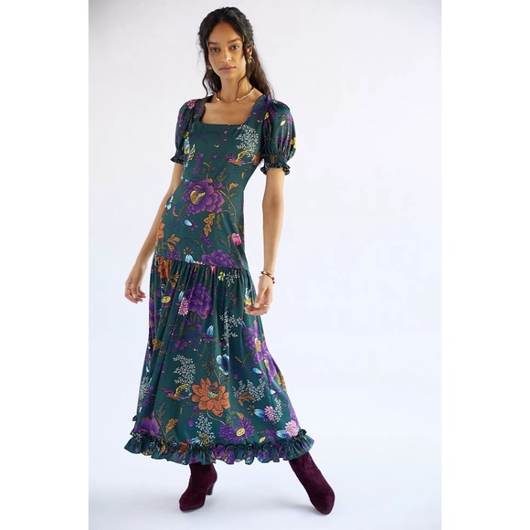Dress Casual Maxi By Anthropologie In Black & Gold, Size: L